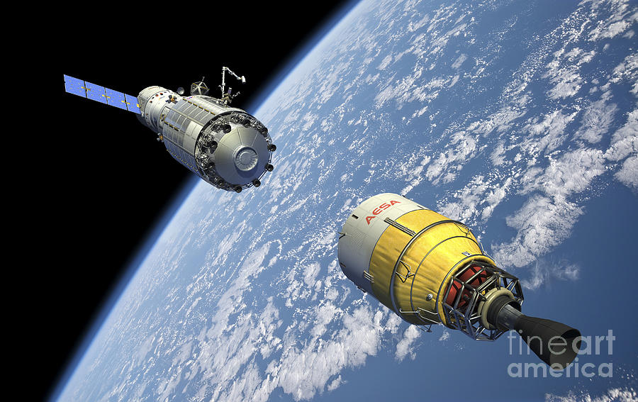 Space Digital Art - An Orbital Maintenance Platform by Walter Myers