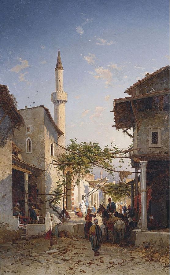 An Oriental Street Scene Painting by Celestial Images