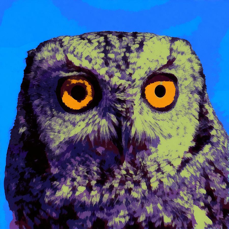 An Owl Pop Art Digital Art by Ernest Echols