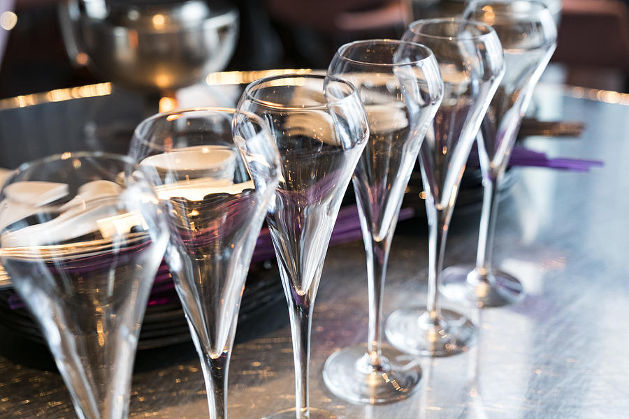 An Row of Champagne Flutes for Celebration Event Photograph by Ivan