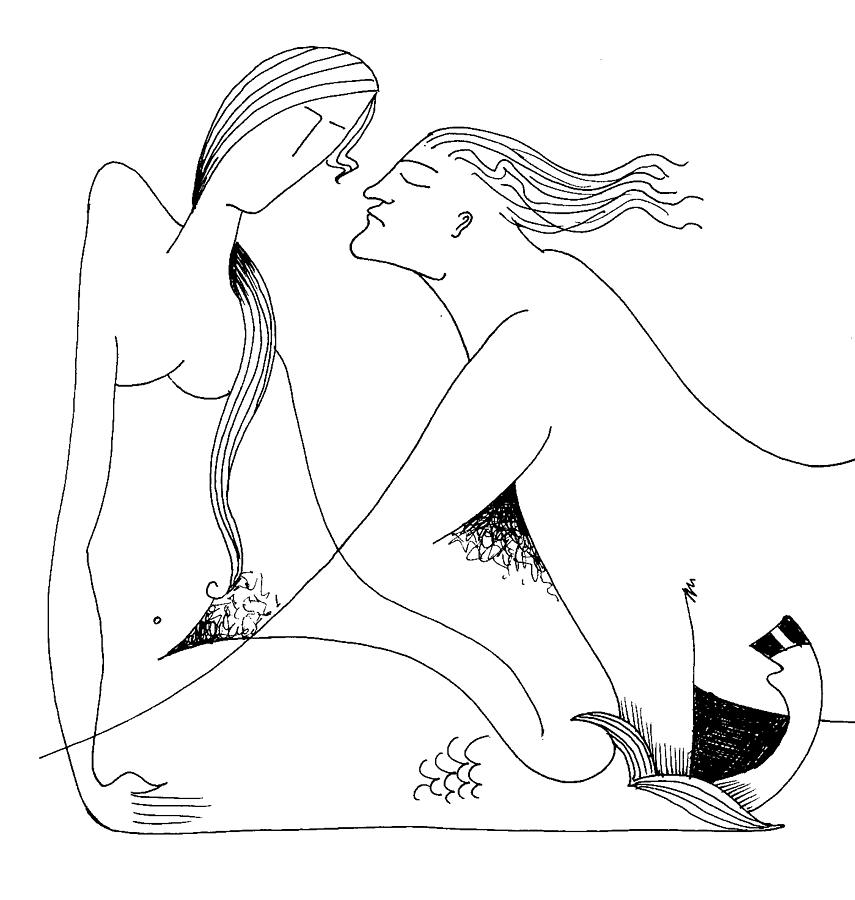Mermaid Drawing - An unlikely couple by Victor Koryagin