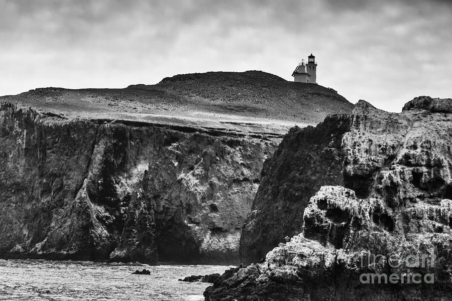Black And White Photograph - Anacapa Island Lighthouse B/W by David Millenheft