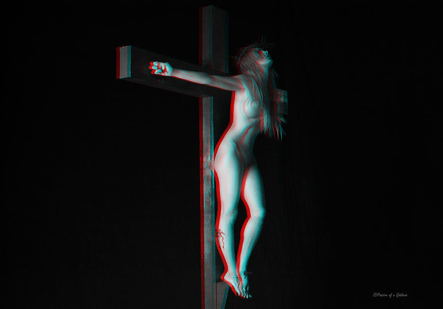 Nude Photograph - Anaglyph Dark Crucifix by Ramon Martinez