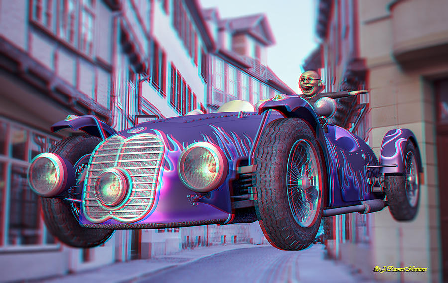 City Photograph - Anaglyph Old Car  by Ramon Martinez