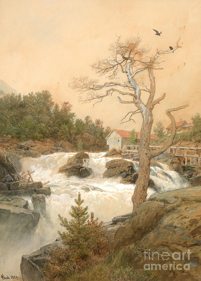 Hans Gude Painting - Analkande Stream by Celestial Images