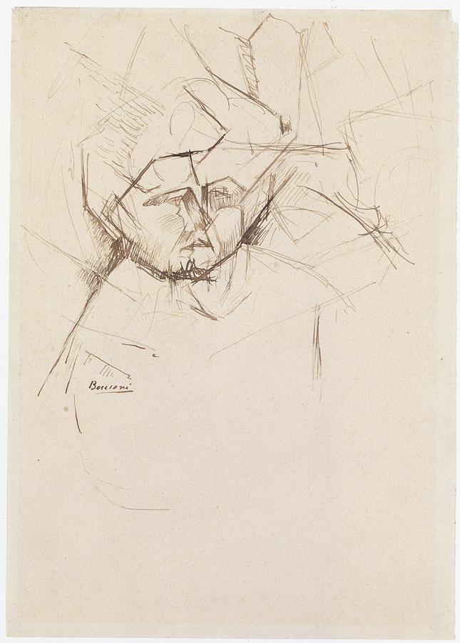Umberto Boccioni Drawing - Analytical Study Of A Womans Head by Umberto Boccioni
