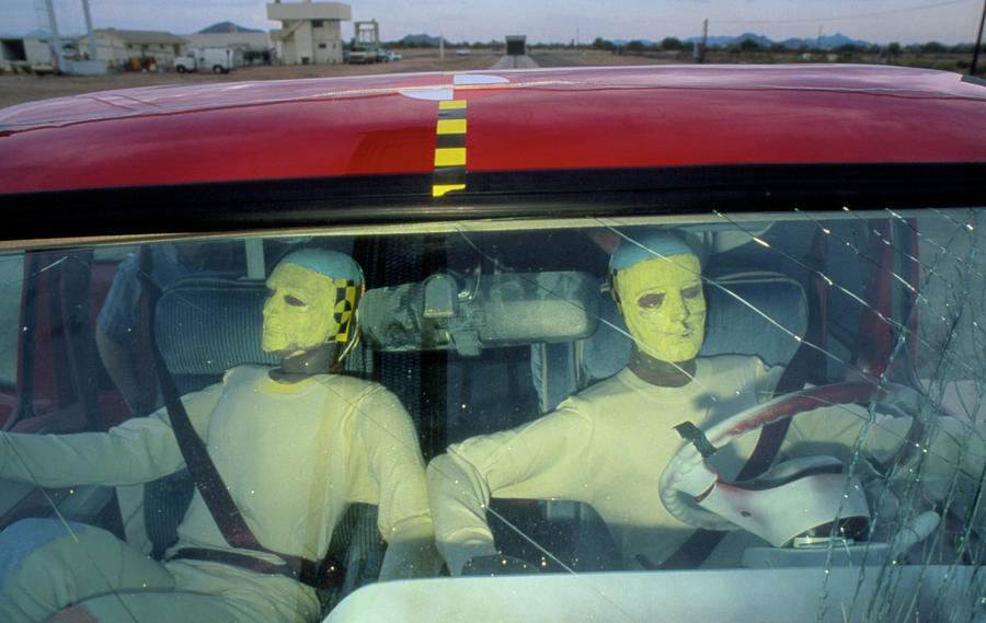 Anamorphic Dummies Inside Vehicle In Crash Test Photograph by Peter Menzel/science Photo Library