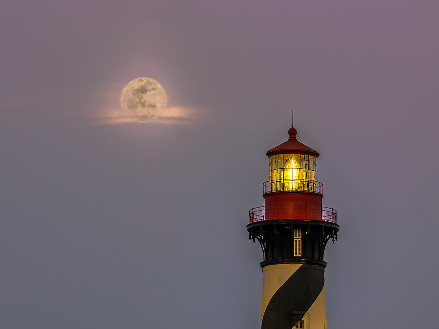 Anastasia Lighthouse by Moonlight Photograph by Rob Sellers