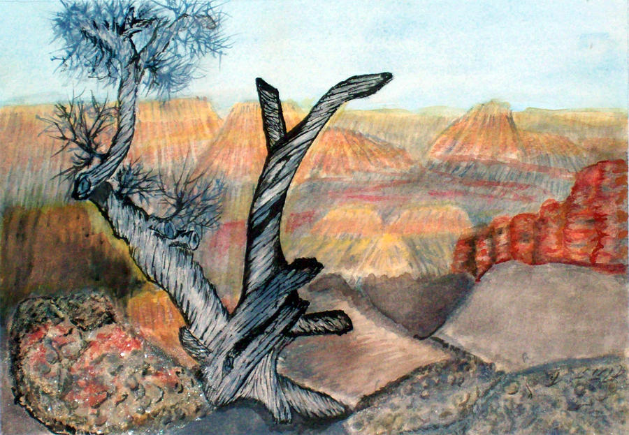 Grand Canyon National Park Painting - Anceint Canyon Watcher by Tim Longwell