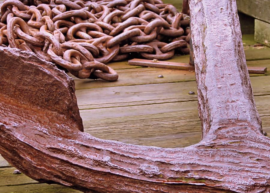 Anchor Photograph - Anchor and Chains by Janice Drew