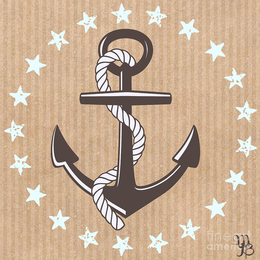Anchor and stars Digital Art by Mindy Bench