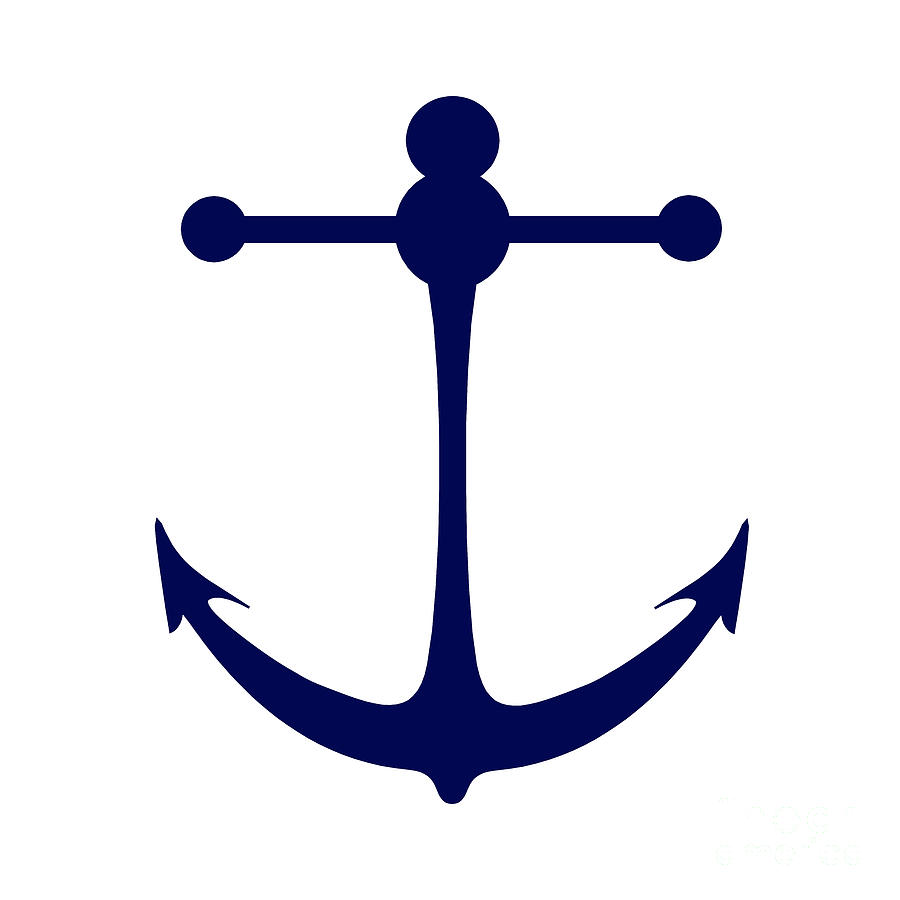 Boat Digital Art - Anchor in Navy and White by Jackie Farnsworth