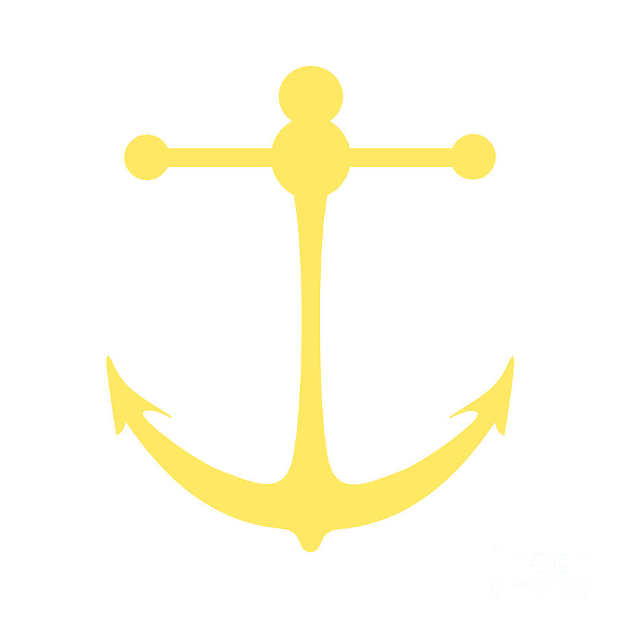 Boat Digital Art - Anchor in Yellow and White by Jackie Farnsworth