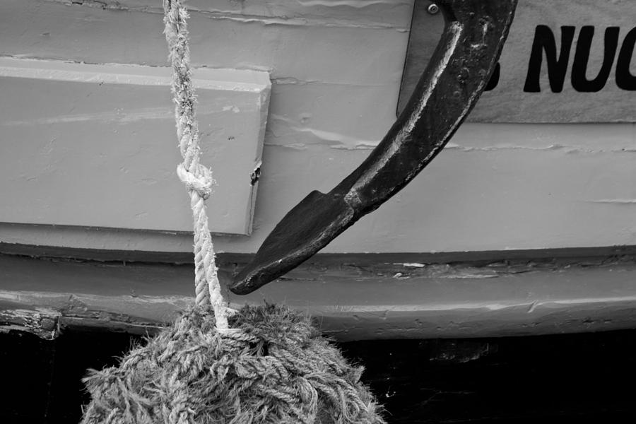 Anchor on a wooden ship - monochrome Photograph by Ulrich Kunst And Bettina Scheidulin