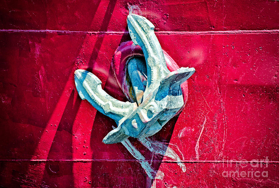 Boat Photograph - Anchor on red by Les Palenik