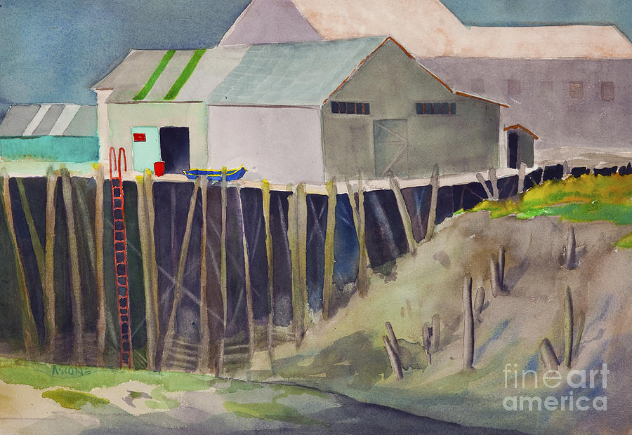 Anchorage Dock 1980s Painting by Teresa Ascone