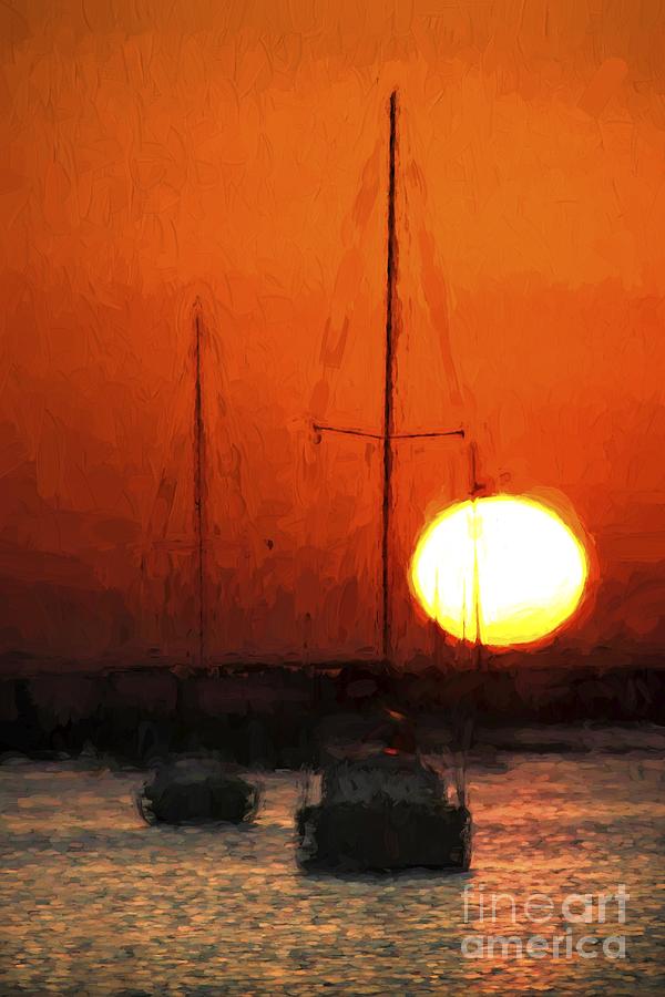 Sunset Photograph - Anchored at Sunset by Joan McCool
