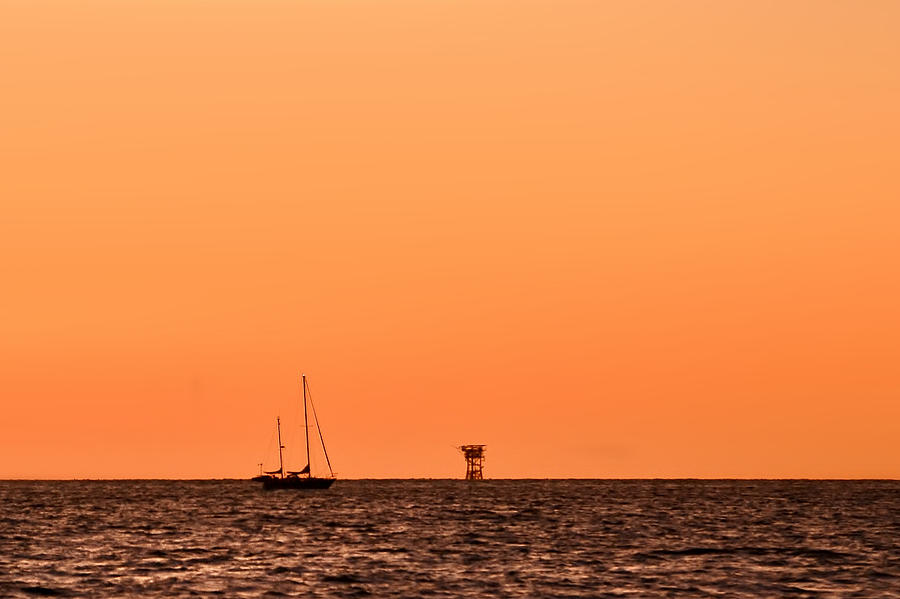 Sunset Photograph - Anchored at Thevenard by Nancy Jenks