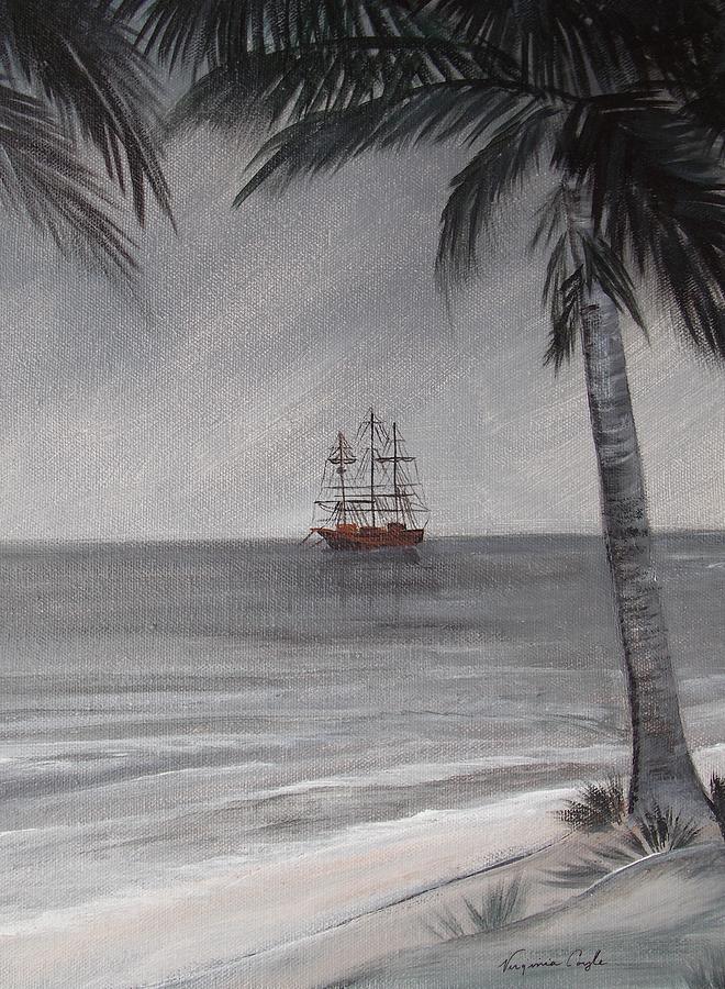 Anchored For The Night Painting by Virginia Coyle