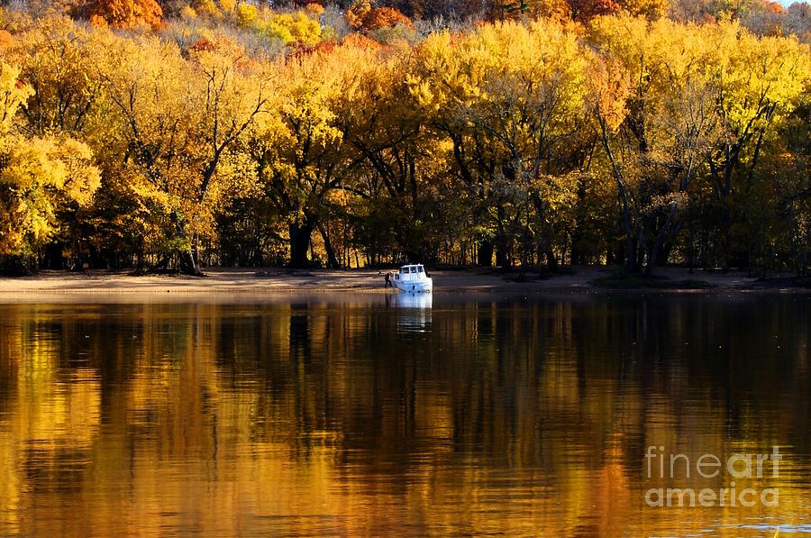 Anchored in a Golden Autumn Photograph by Jimmy Ostgard