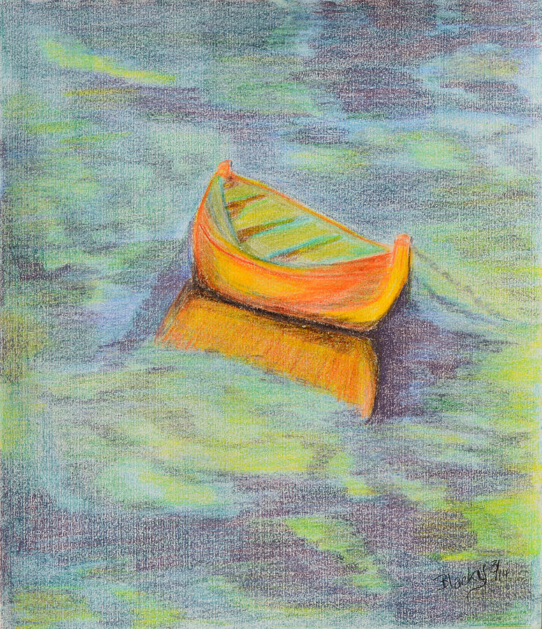 Anchored In The Shallows Drawing by Donna Blackhall