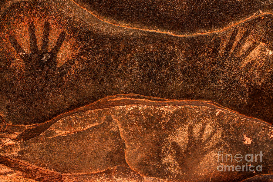 Ancient Anasazi Sandstone Hand Prints Photograph by Gary Whitton