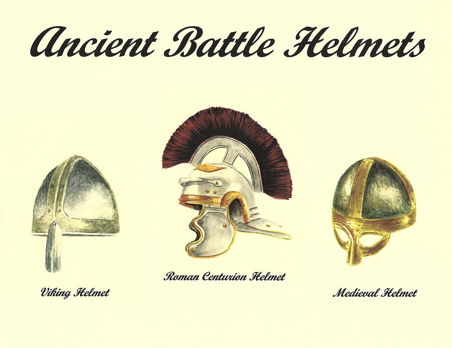Ancient Battle Helmets Painting