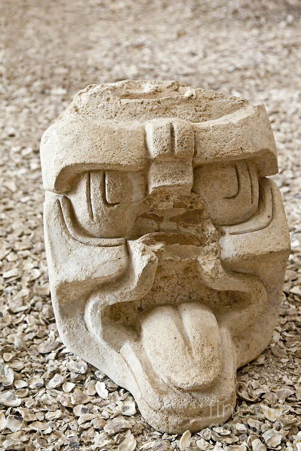 Ancient Carving Of Head Photograph by Ellen Thane