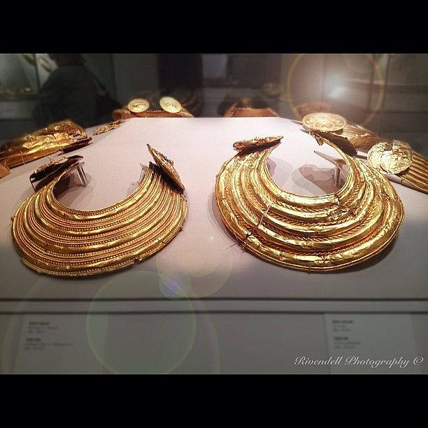 Gold Photograph - Ancient Celtic Gold Torcs, Dublin by Maeve O Connell