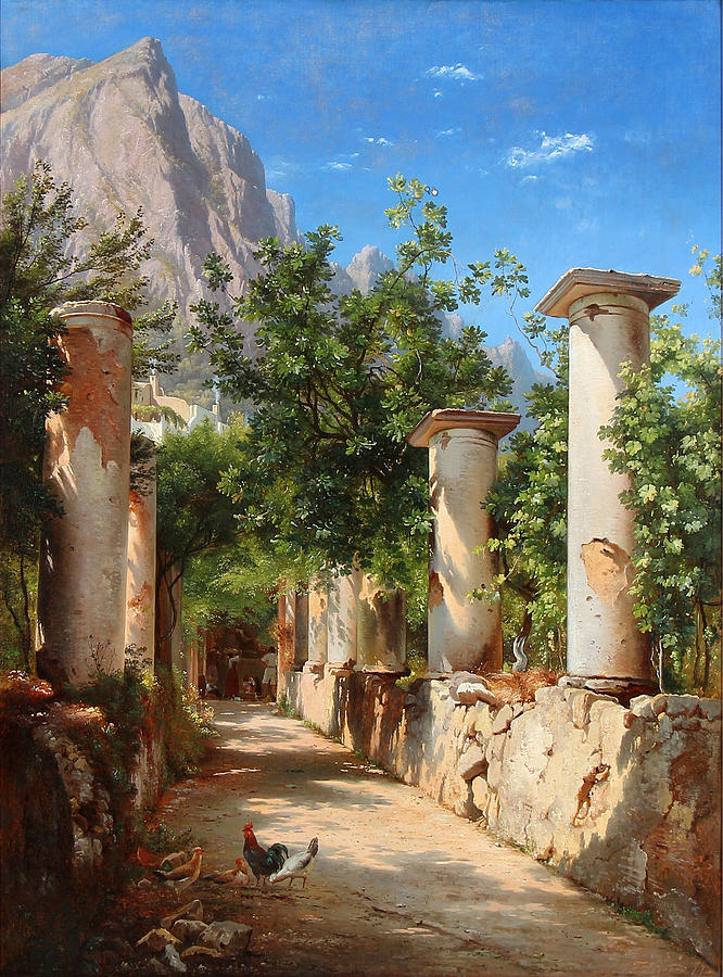 Ancient columns. Italy Painting by Carl Frederik Aagaard