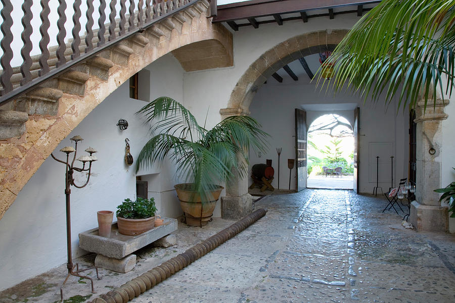 Ancient Courtyard Of The Hotel Es Port Photograph by David C Tomlinson