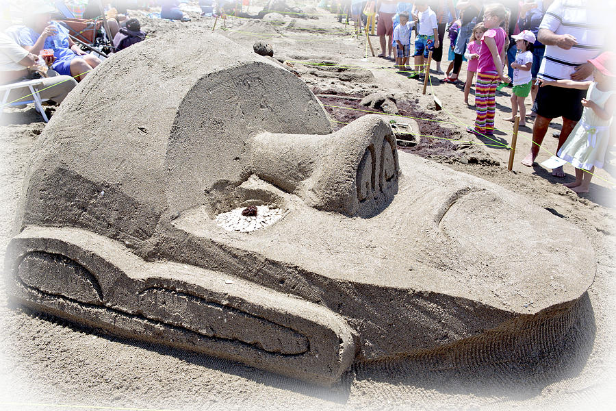 Beach Photograph - Ancient Face On The Beach - Sand Sculpture by Her Arts Desire