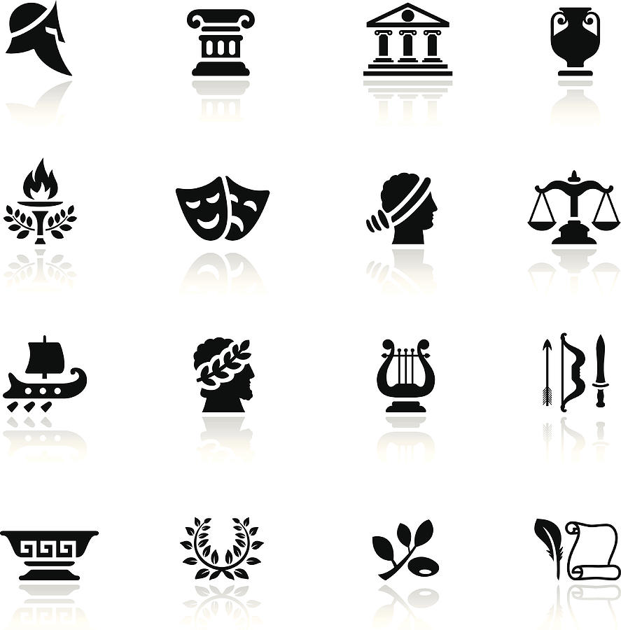 Ancient Greece Icon Set Drawing by AlonzoDesign