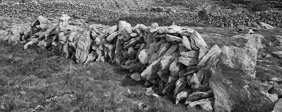 Ancient Irish Stonewall Black and White Photograph by Allan Van Gasbeck