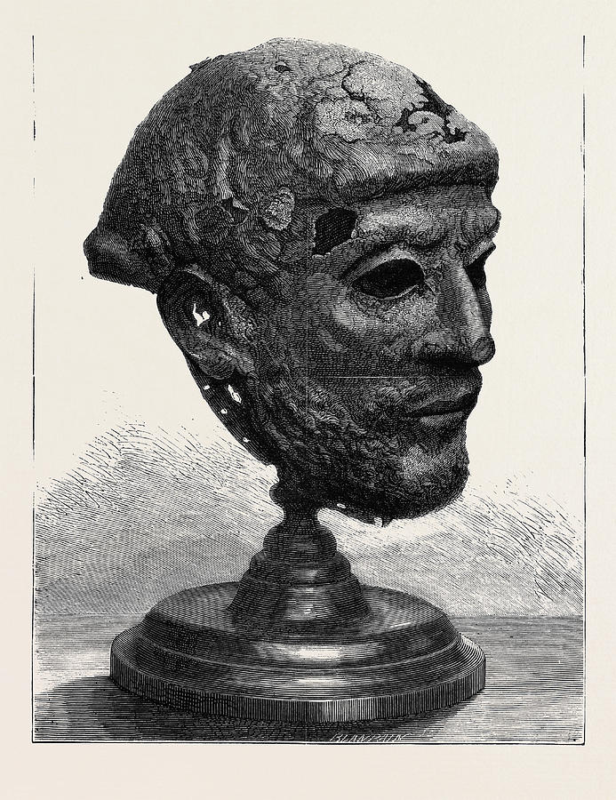 Vintage Drawing - Ancient Iron Mask-helmet Found In The Danube At Semendria by English School