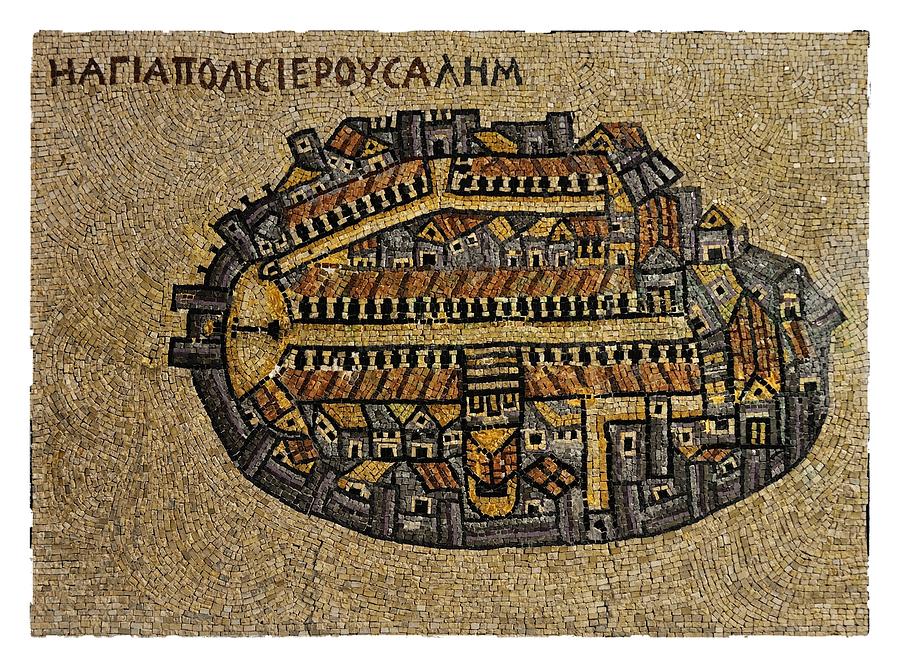 Ancient Jerusalem Mosaic Map Color Photograph by Mark Fuller