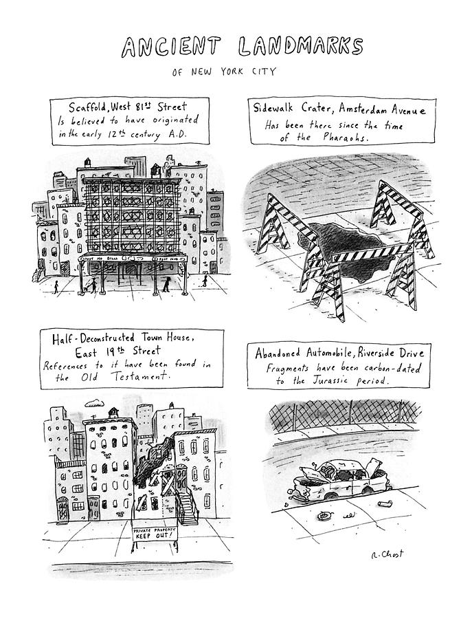 Ancient Landmarks Of New York City Drawing by Roz Chast