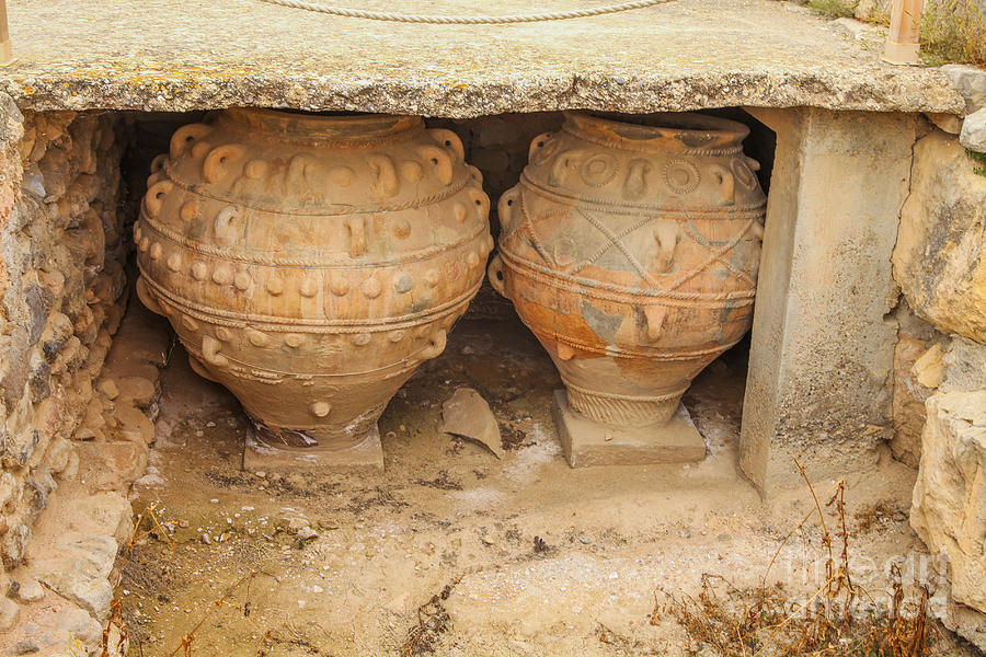 Ancient Minoan jars at Phaistios in Crete Photograph by Patricia Hofmeester