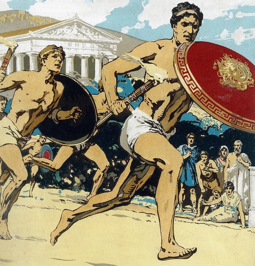 Ancient Olympic Games  The relay race Painting by Unknown