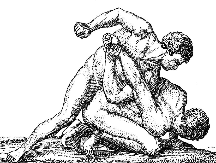 Ancient Olympic Games, Wrestling Photograph by Science Source