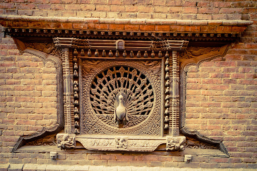 Ancient Peacock Window Bhaktapur Nepal Photograph by Raimond Klavins