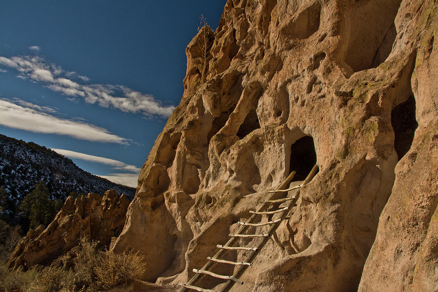 Bandelier National Monument Photograph - Ancient Pueblo, Reconstructed Ladder by Michel Hersen