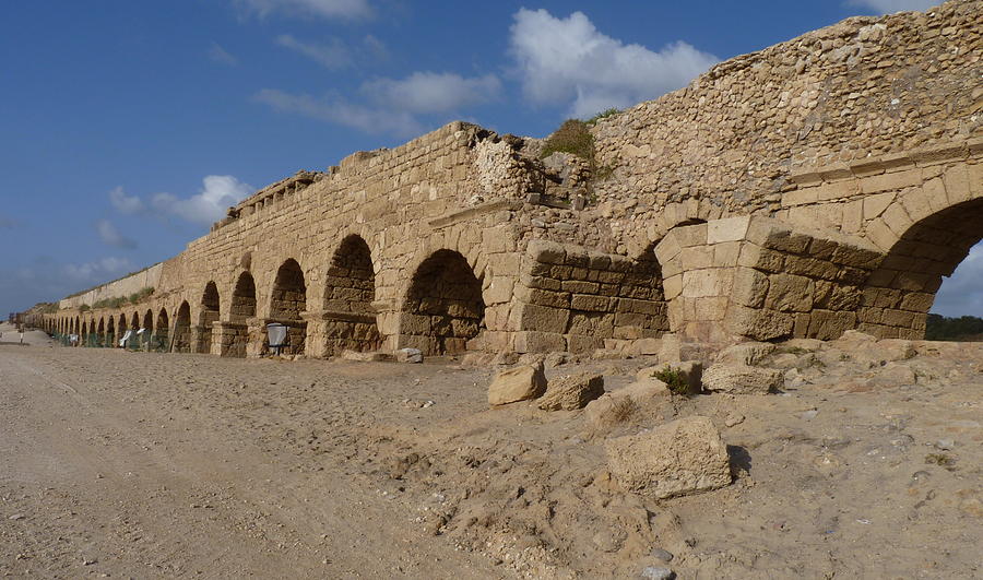 Ancient Roman Acqueduct at Caesarea Photograph by Rita Adams