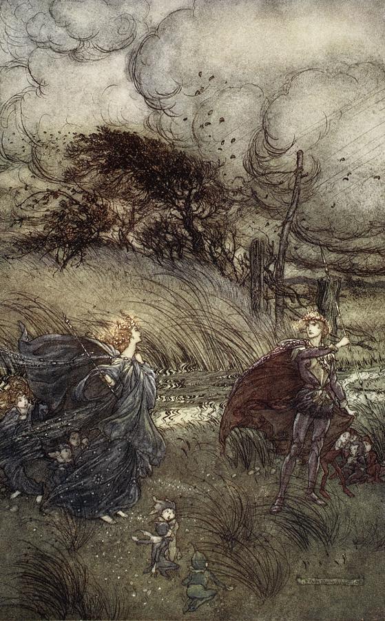 Fairy Drawing - And Now They Never Meet In Grove Or by Arthur Rackham
