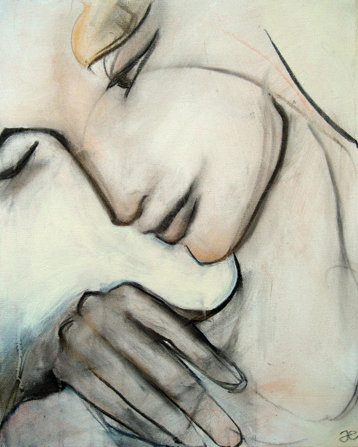 And the palm of his hand... Painting by Anna Elkins
