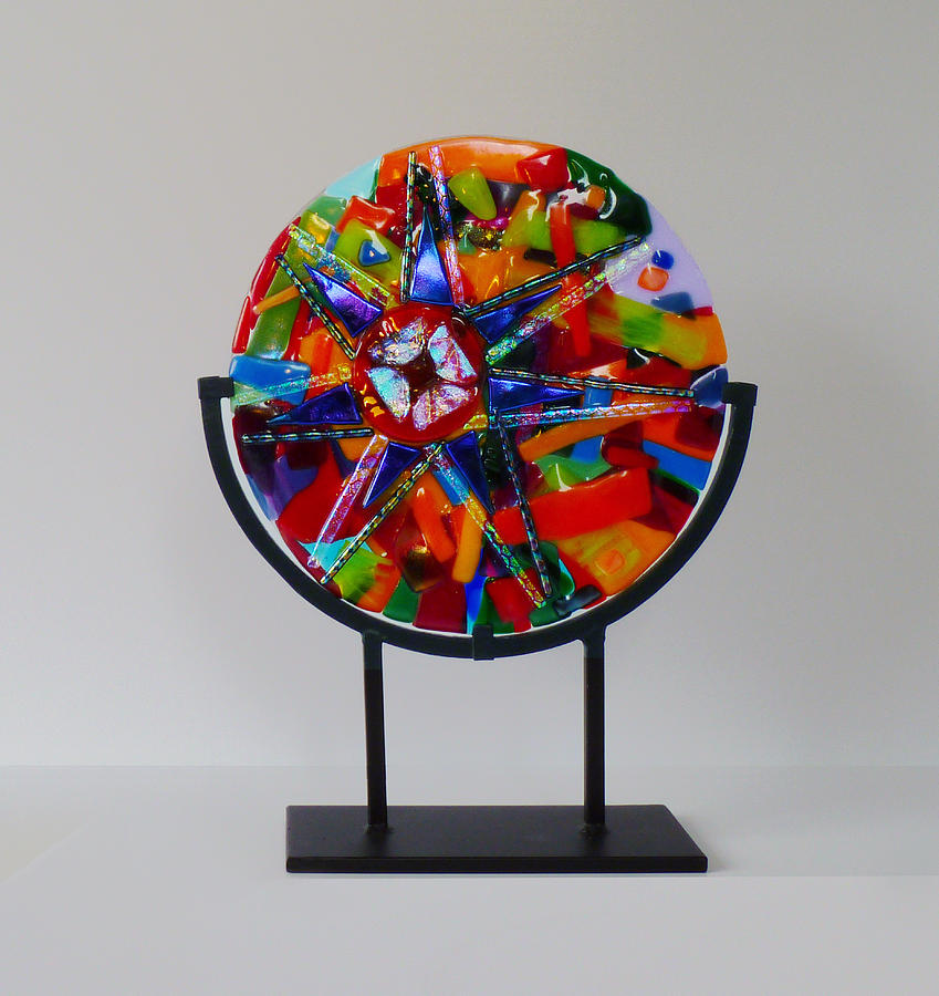 And the Wheel Goes Round and Round Glass Art by Mark Lubich