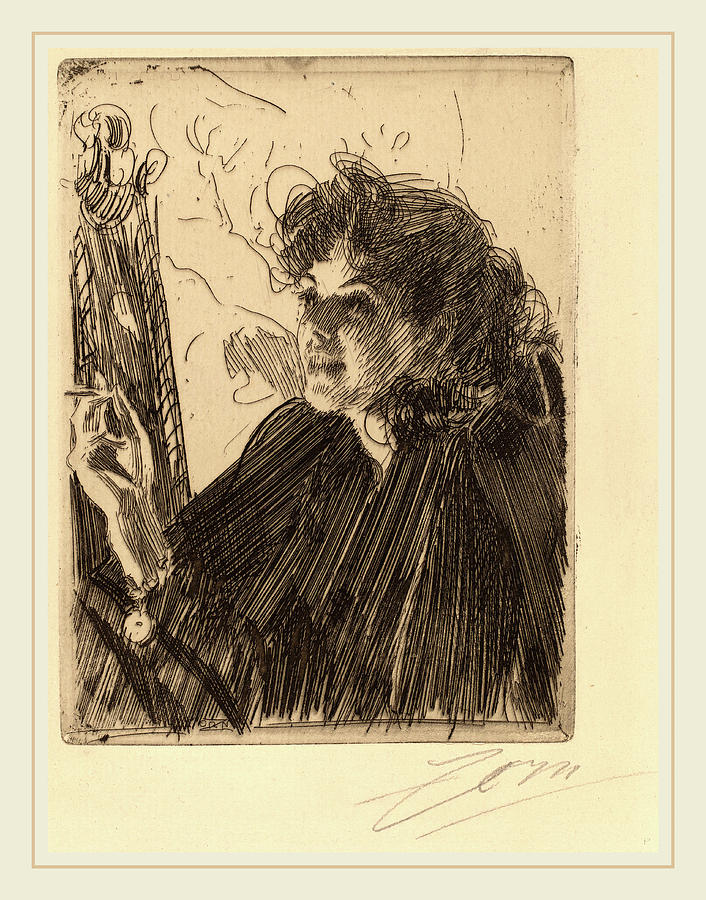 Anders Zorn Drawing - Anders Zorn, Girl With Cigarette, Swedish by Litz Collection