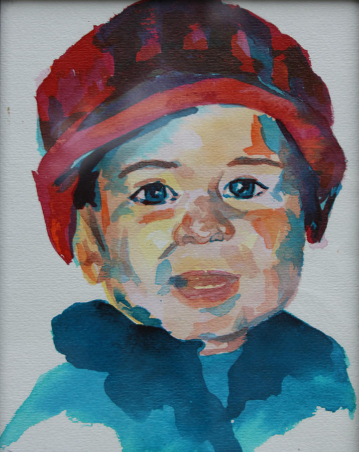 Anderson in a Red Hat Painting by Allison Fox