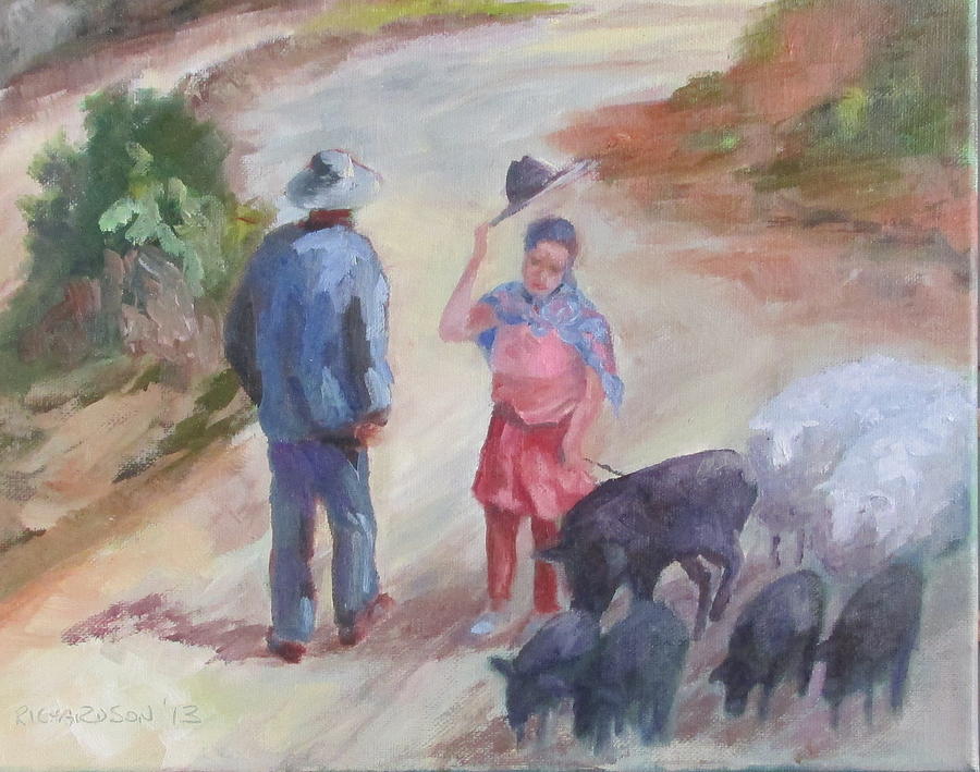 Sheep Painting - Andes ByWay by Susan Richardson