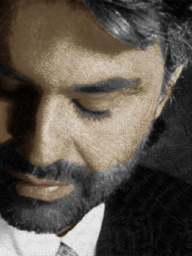 Andrea Bocelli And Vertical Painting by Tony Rubino